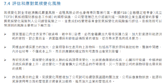 九游老哥俱乐部官方网站制药根据TCFD建议进行了系统性气候评估